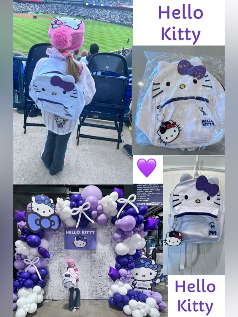 Hello Kitty Limited Edition Colorado Rockies Backpack & Keychain New in Package